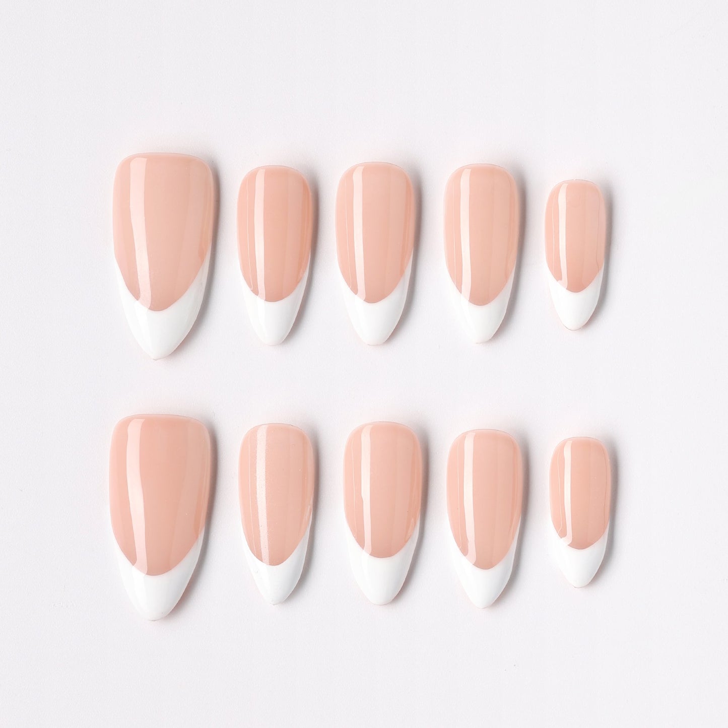 Bare French press-on nails – nude micro French almond full set