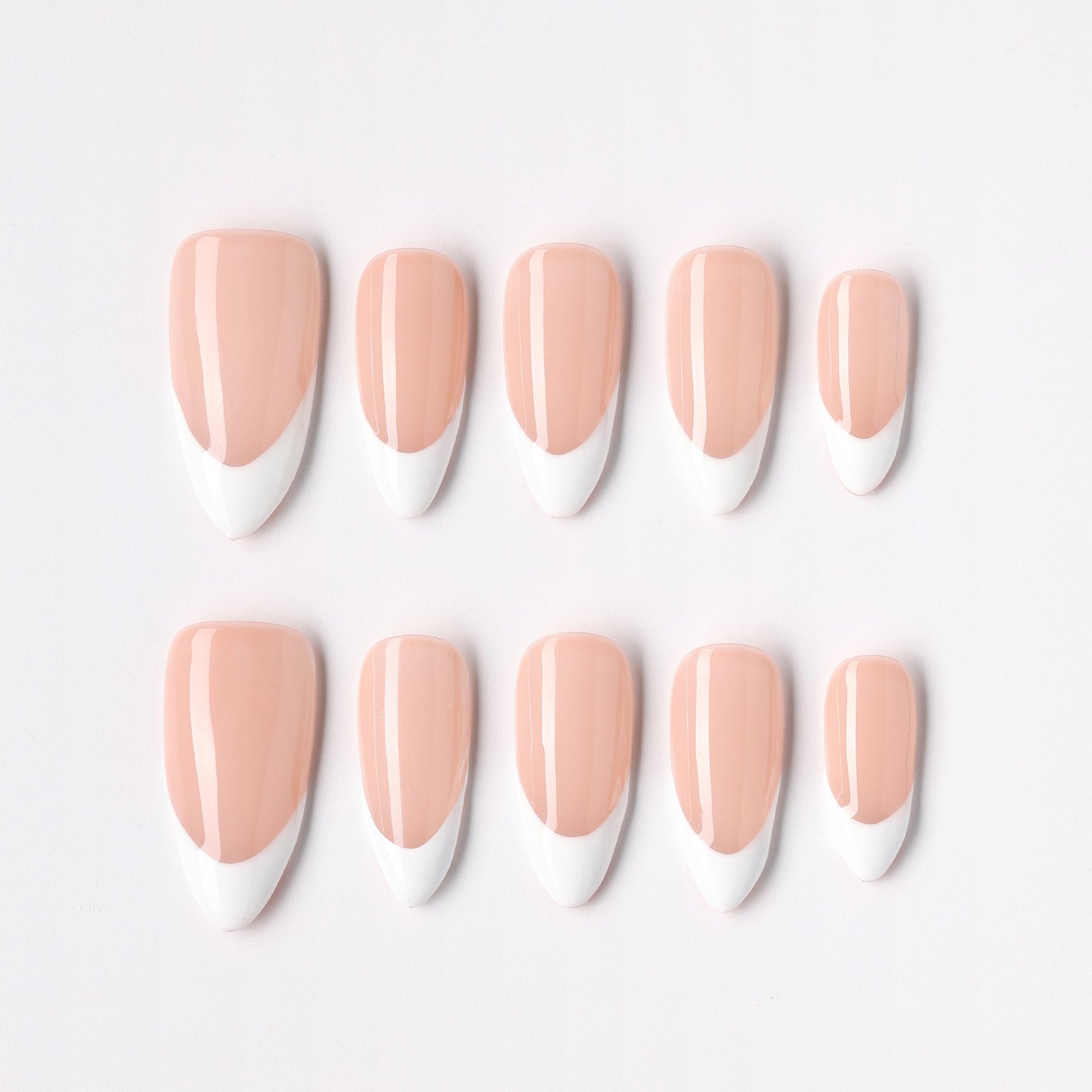 Bare French press-on nails – nude micro French almond full set
