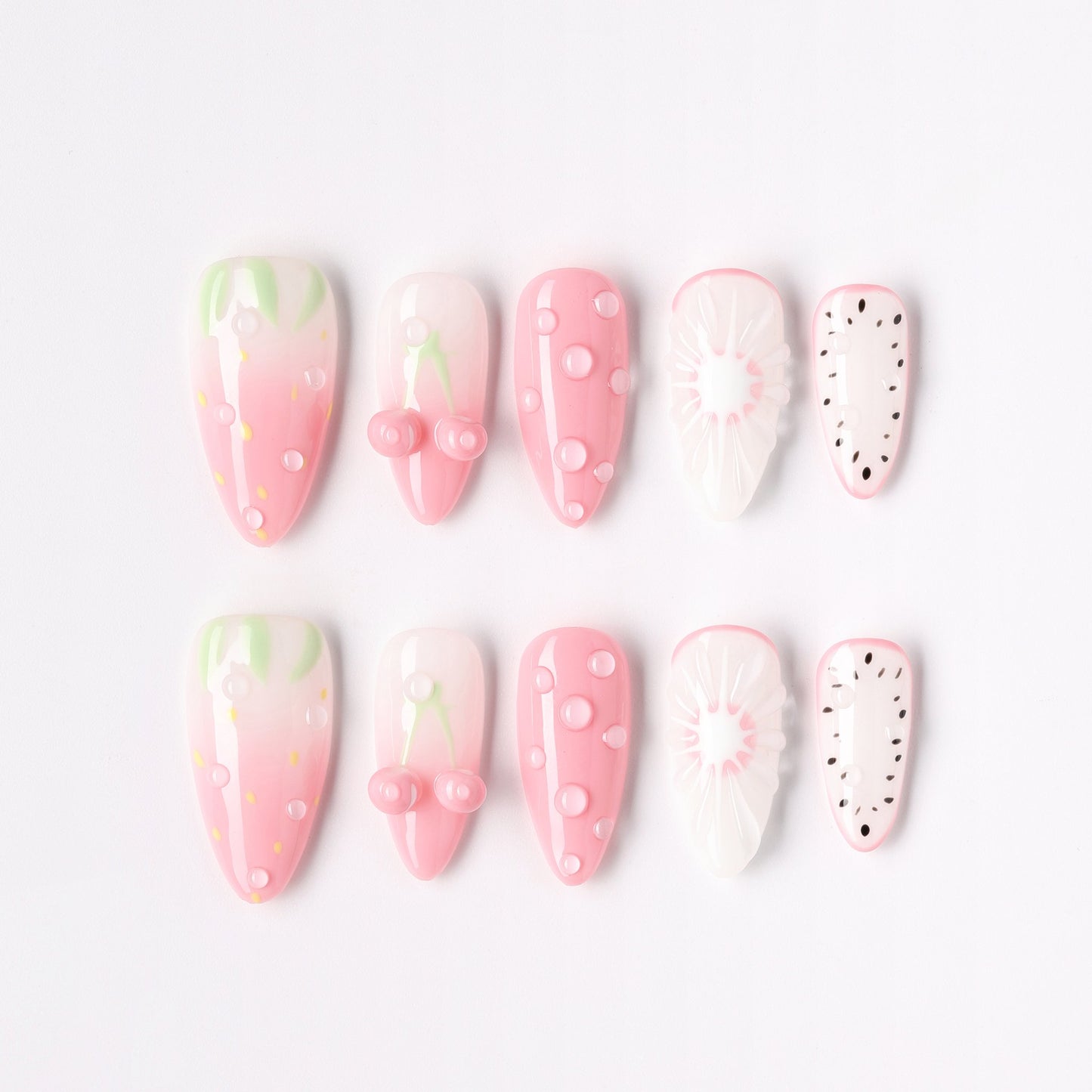Berry Picnic press-on nails – berry gingham picnic almond full set