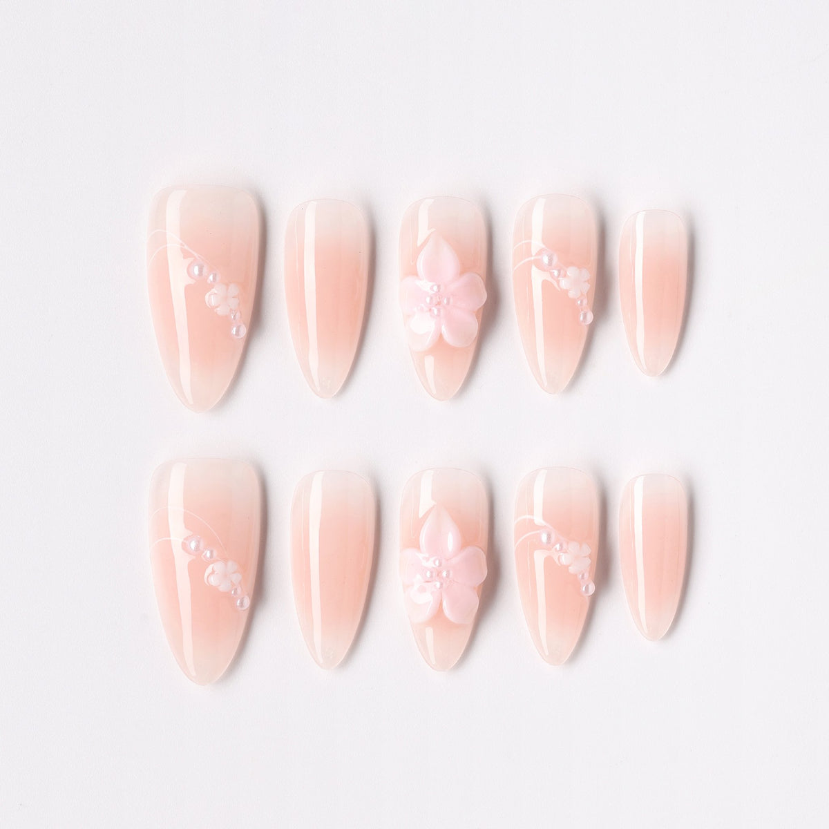 Blush Petal press-on nails – blush petal floral almond full set