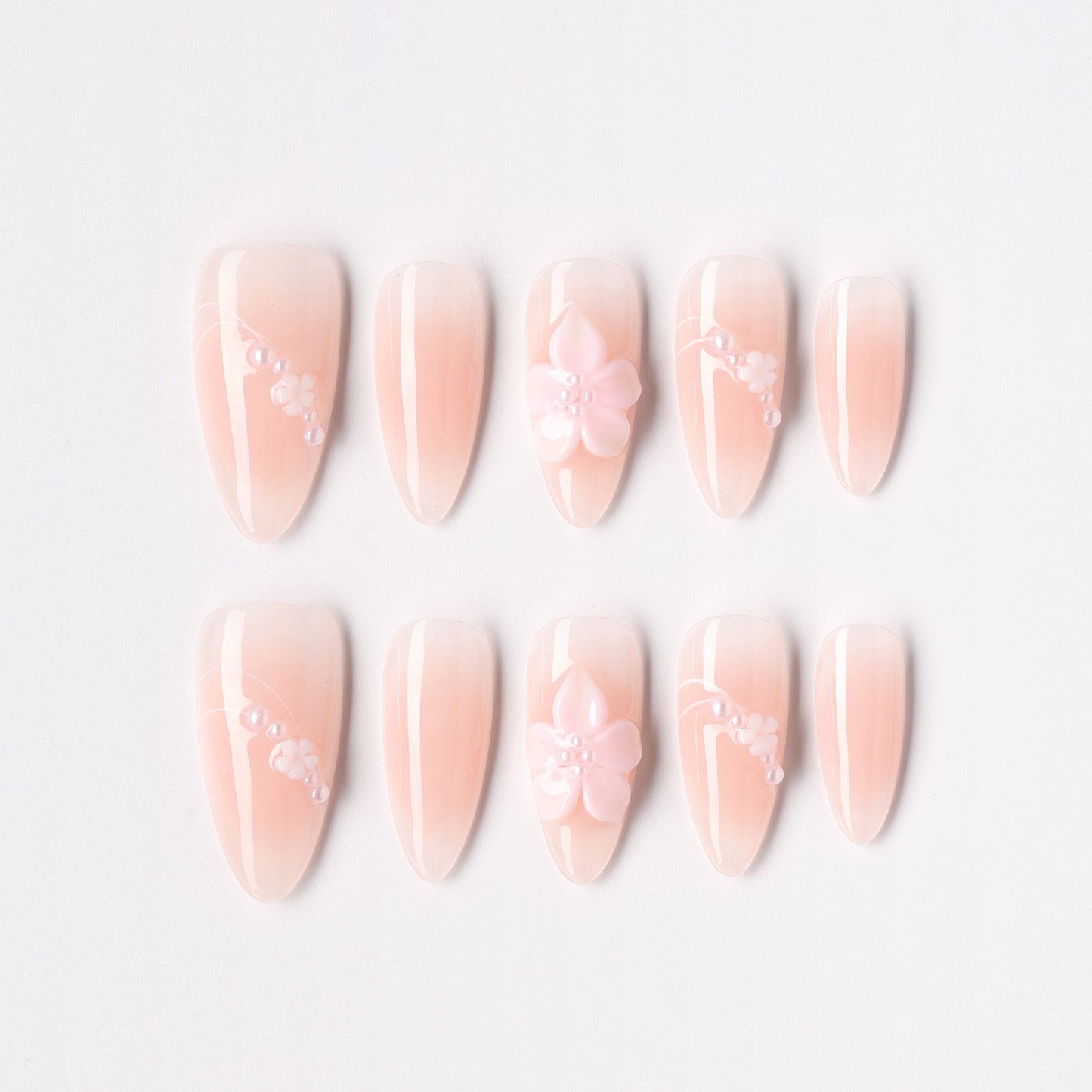 Blush Petal press-on nails – blush petal floral almond full set