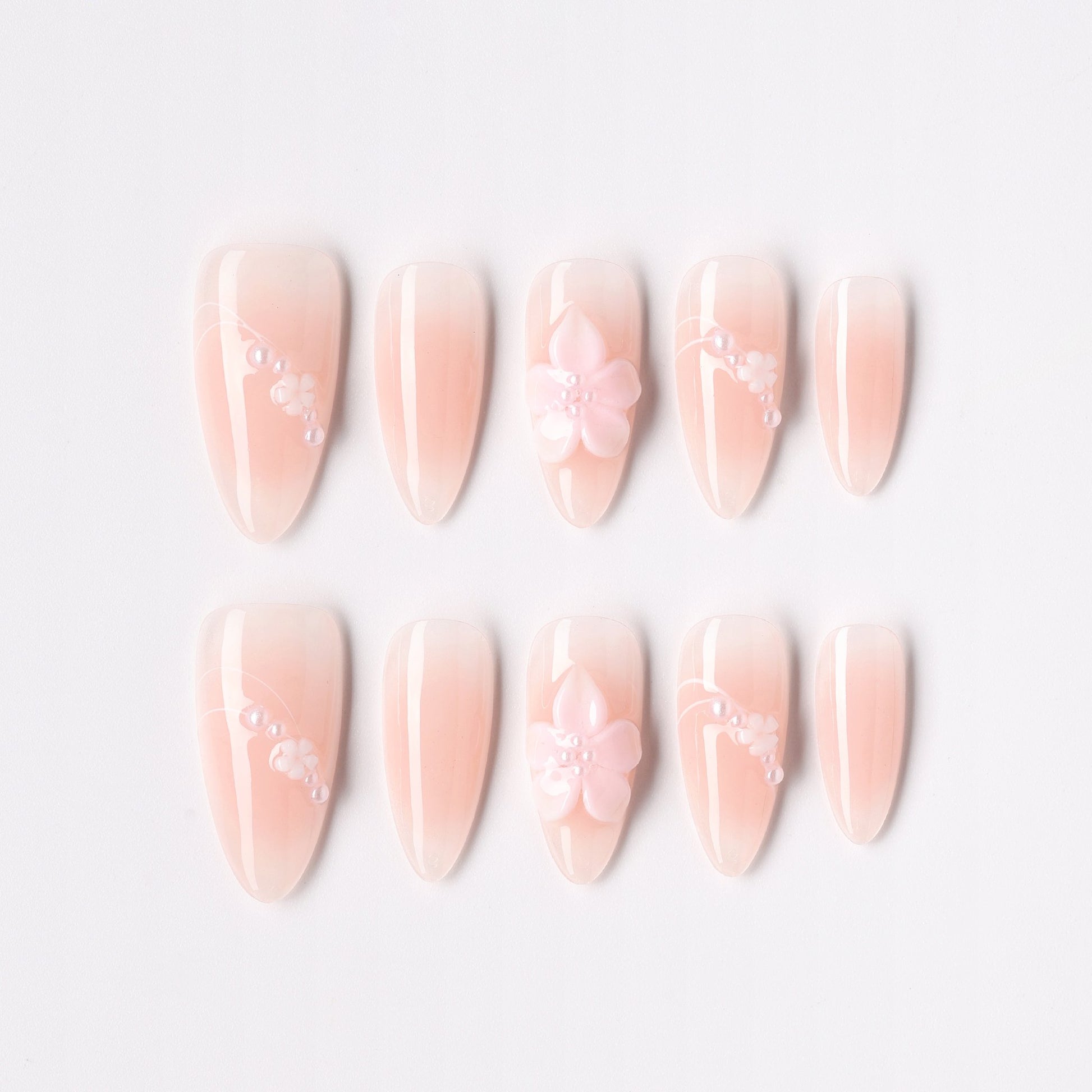 Blush Petal press-on nails – blush petal floral almond full set