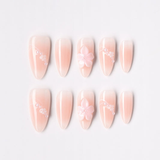 Blush Petal press-on nails – blush petal floral almond full set