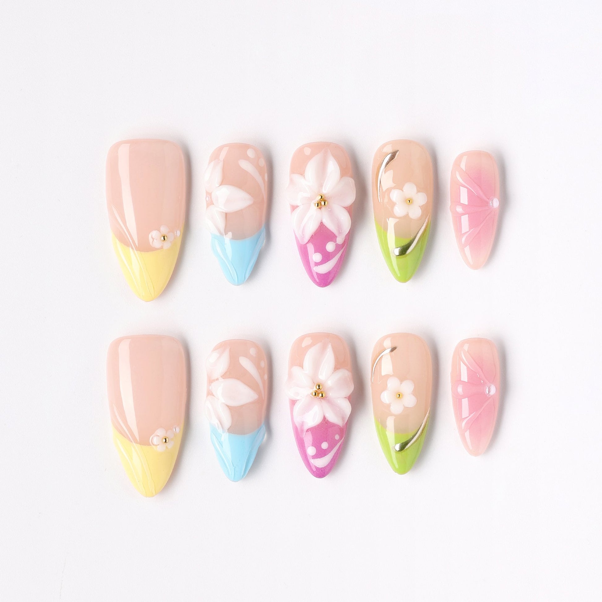 Candy Bloom press-on nails – candy-color bloom almond full set