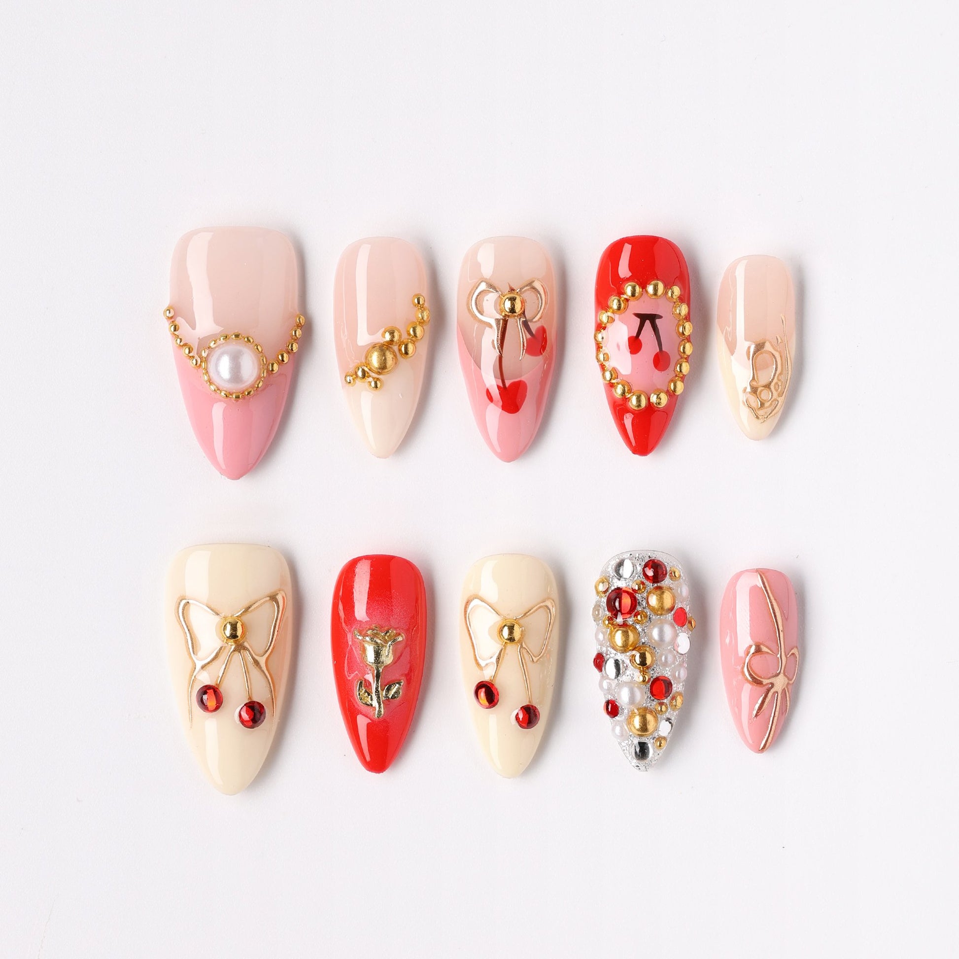 Cherry Luxe press-on nails – luxe cherry red almond full set