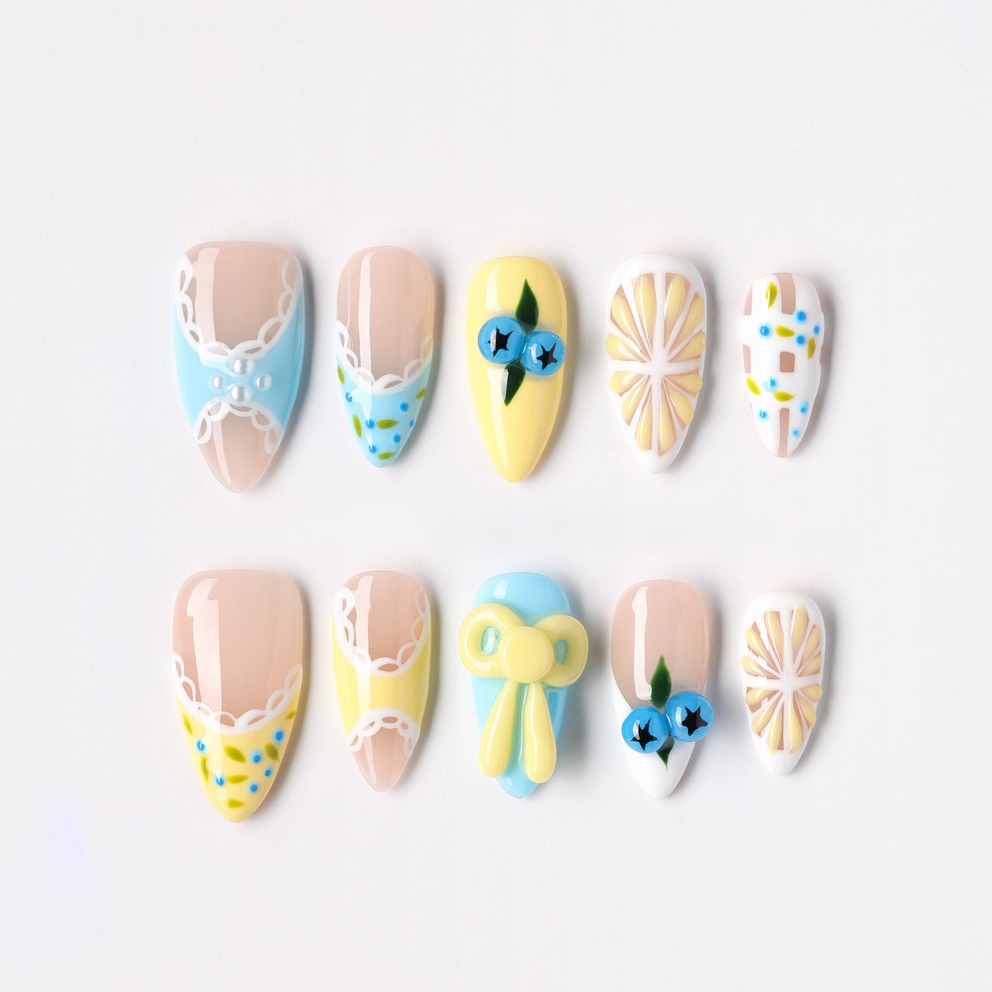 Cherry Star press-on nails – cherry and star almond full set