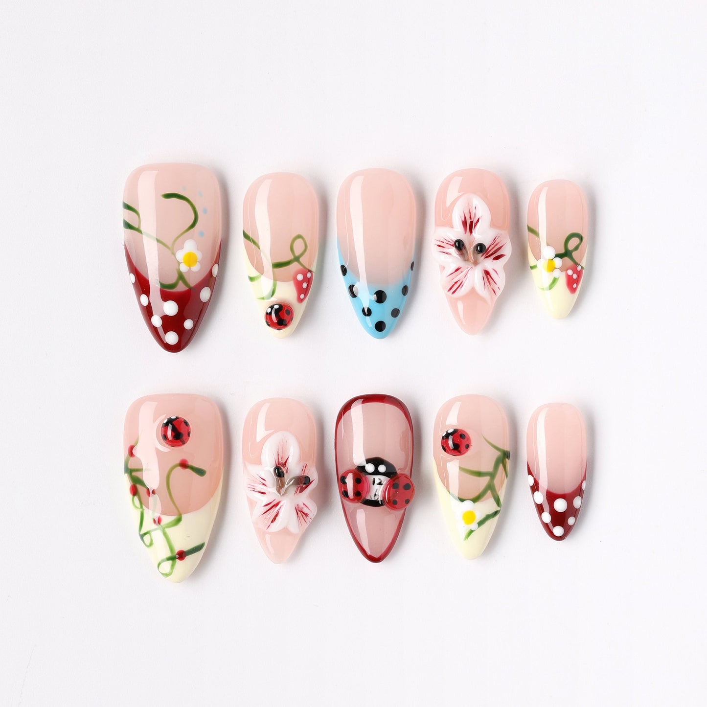 Confetti Daisy press-on nails – confetti daisy almond full set