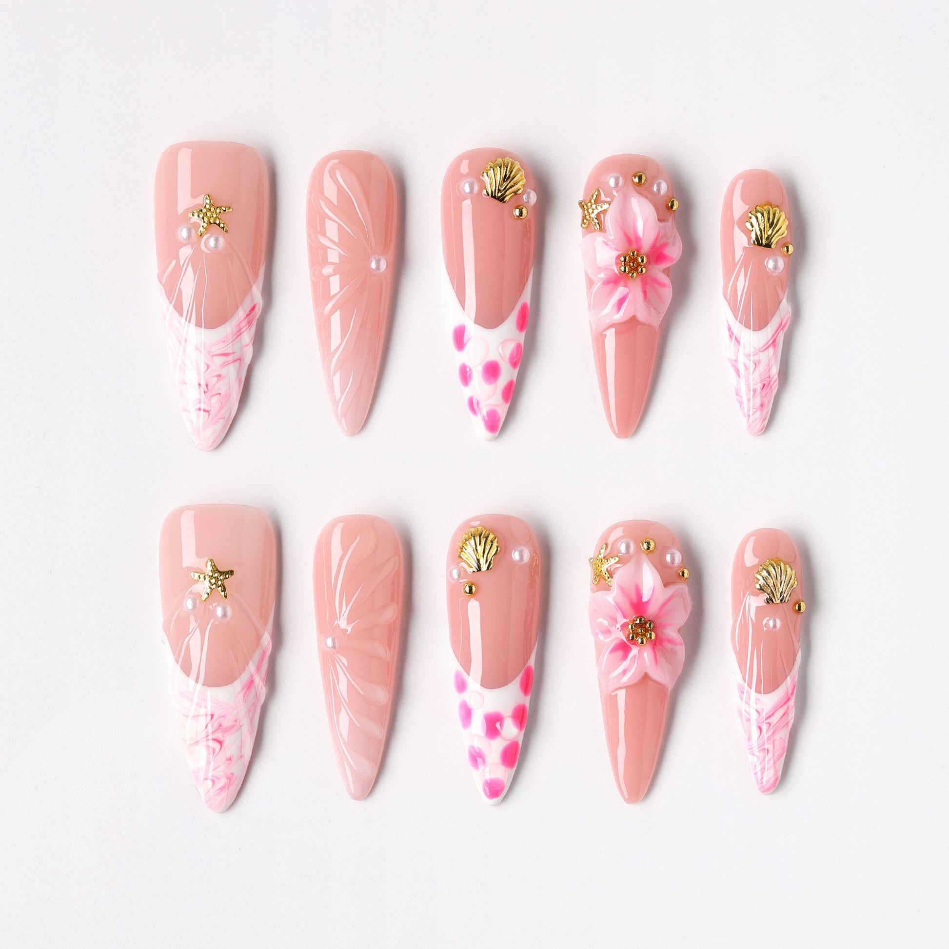 Dreamy Trail press-on nails – dreamy floral trail long almond full set