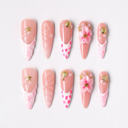 Dreamy Trail press-on nails – dreamy floral trail long almond full set