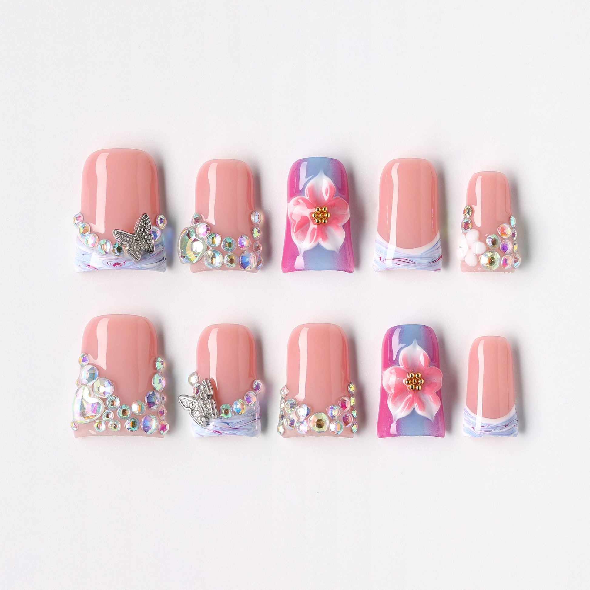 Flutter Dream press-on nails – butterfly flutter coffin full set