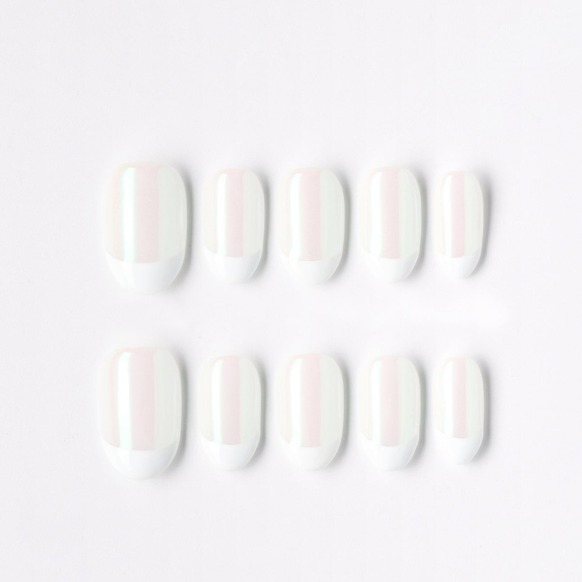 Frost Glow press-on nails – frosted shimmer glow short oval full set