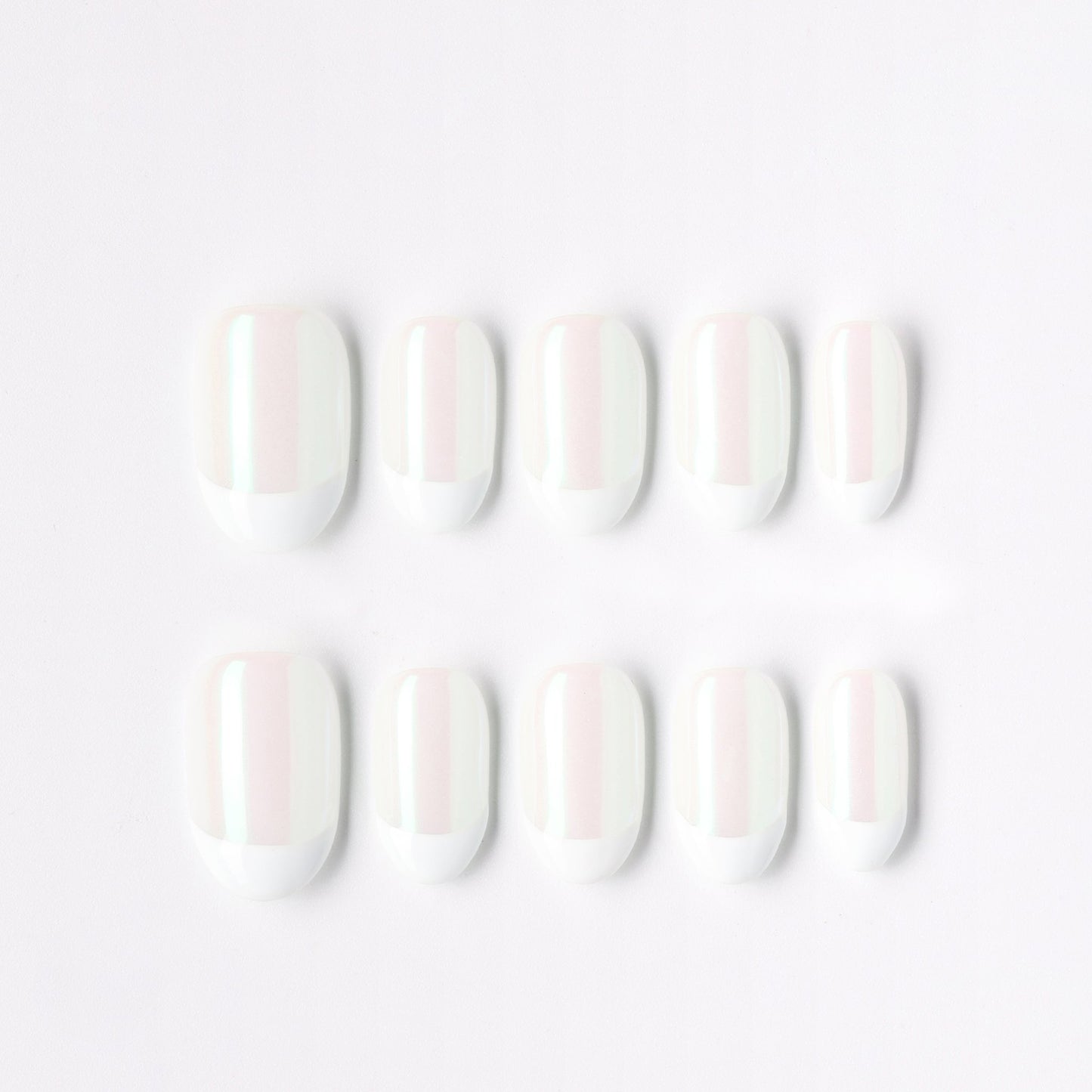 Frost Glow press-on nails – frosted shimmer glow short oval full set