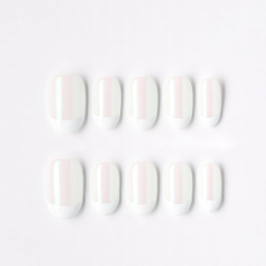 Frost Glow press-on nails – frosted shimmer glow short oval full set