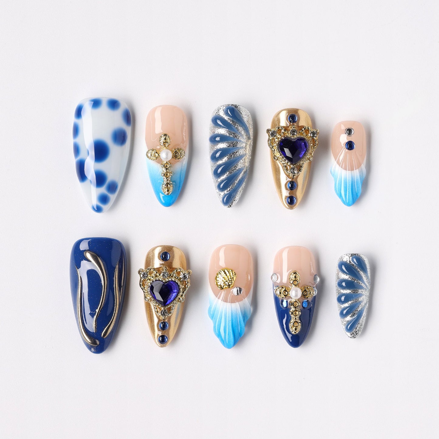 Midnight Heart press-on nails – midnight black heart almond full set