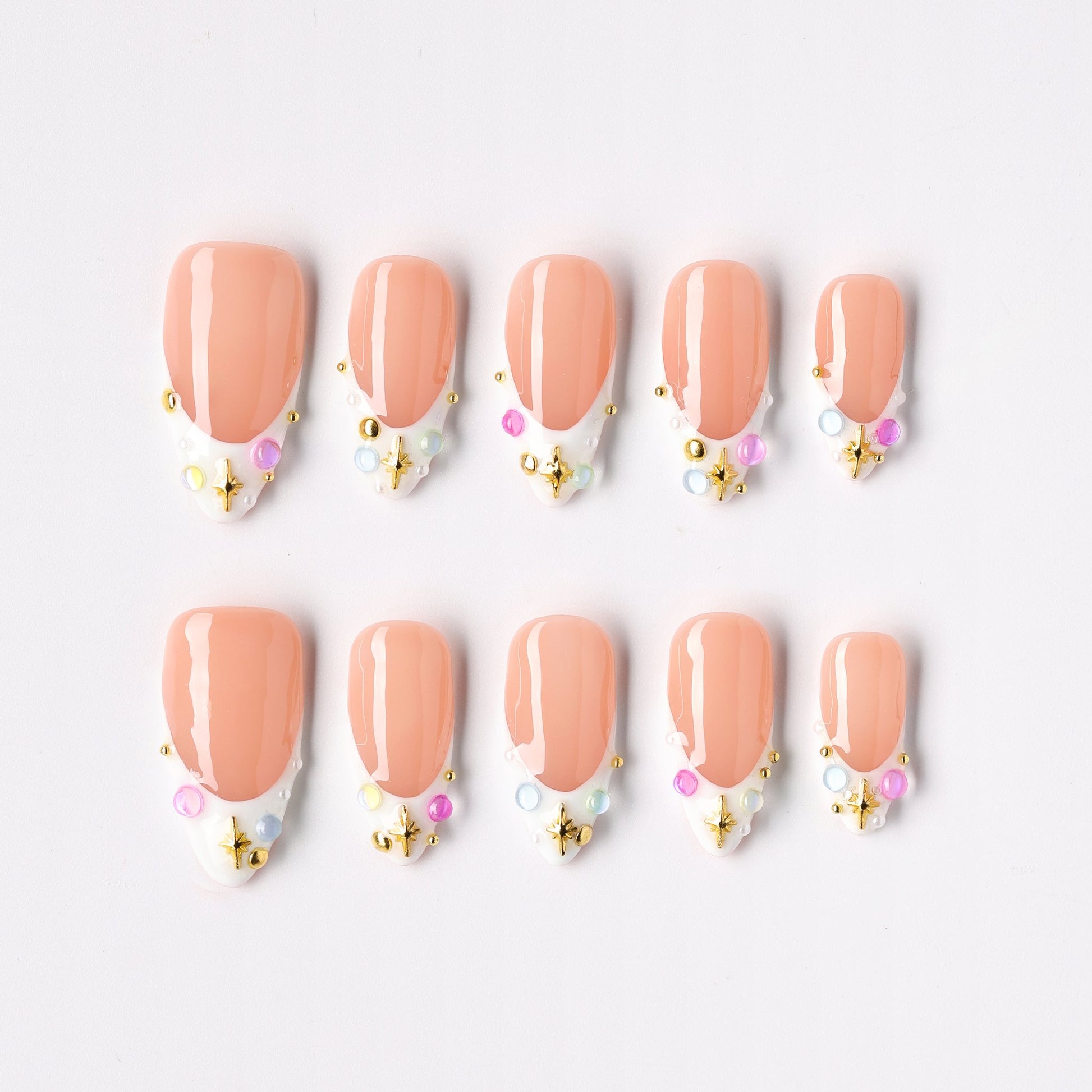 Multicolor Rhinestones press-on nails – multicolor rhinestone almond full set