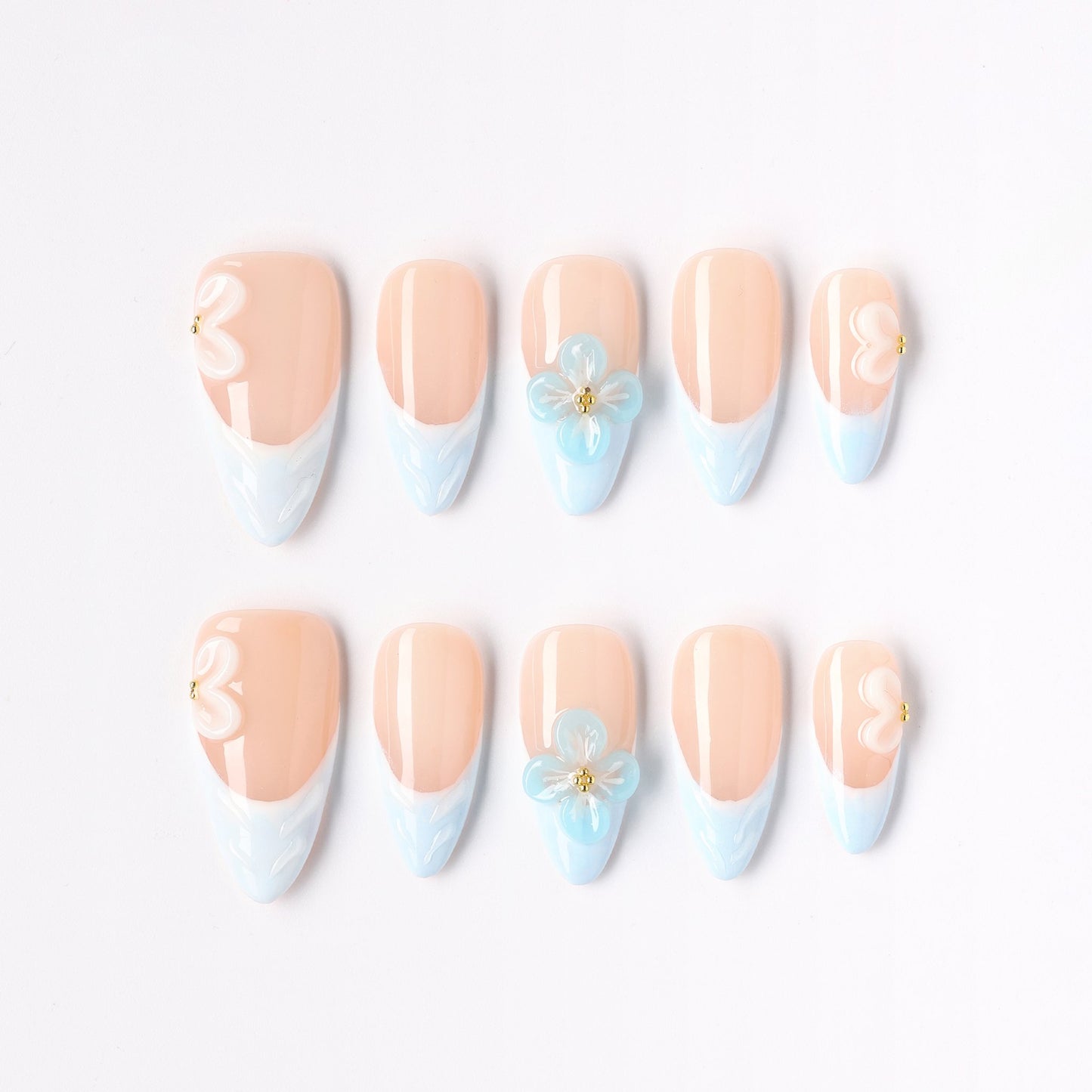 Soft Vine press-on nails – soft green vine almond full set