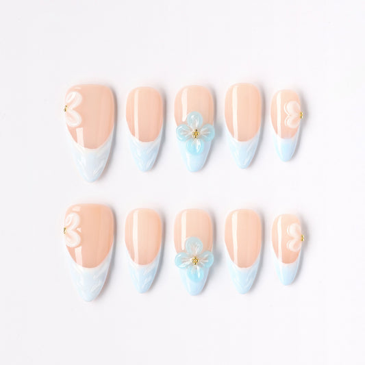 Soft Vine press-on nails – soft green vine almond full set