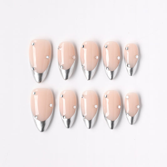 Sparkle Tip press-on nails – glitter sparkle tip almond full set
