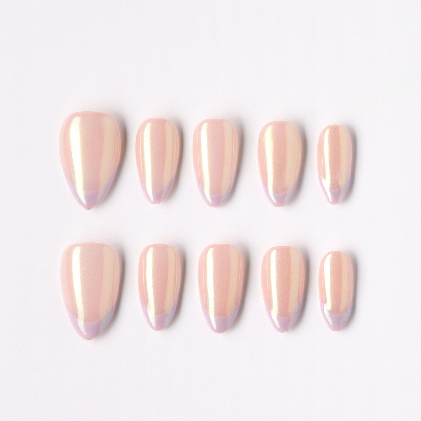 Taro Aurora press-on nails – taro purple aurora shimmer short almond full set