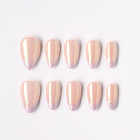 Taro Aurora press-on nails – taro purple aurora shimmer short almond full set