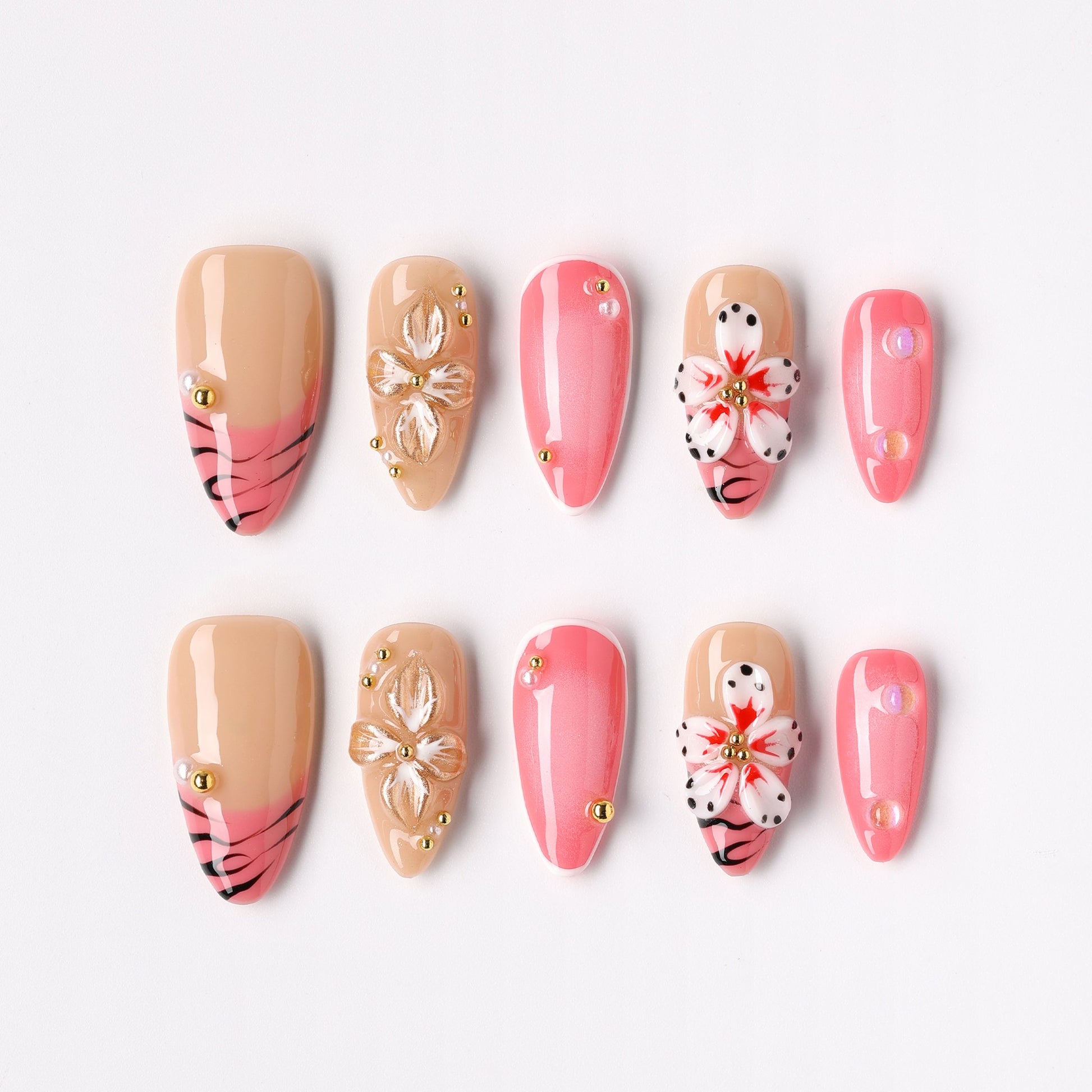 Vine & Bloom press-on nails – trailing vine floral almond full set